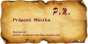 Prépost Mónika névjegykártya